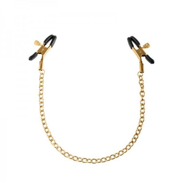 Fetish fantasy gold chain nipple clamps