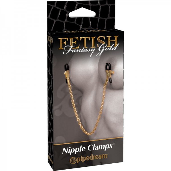 Fetish fantasy gold chain nipple clamps