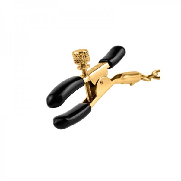 Fetish fantasy gold chain nipple clamps